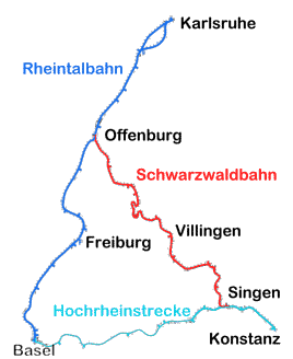 Bahnstrecken im S&uuml;dwesten; Rheintal-, Hochrhein- und Schwarzwaldbahn